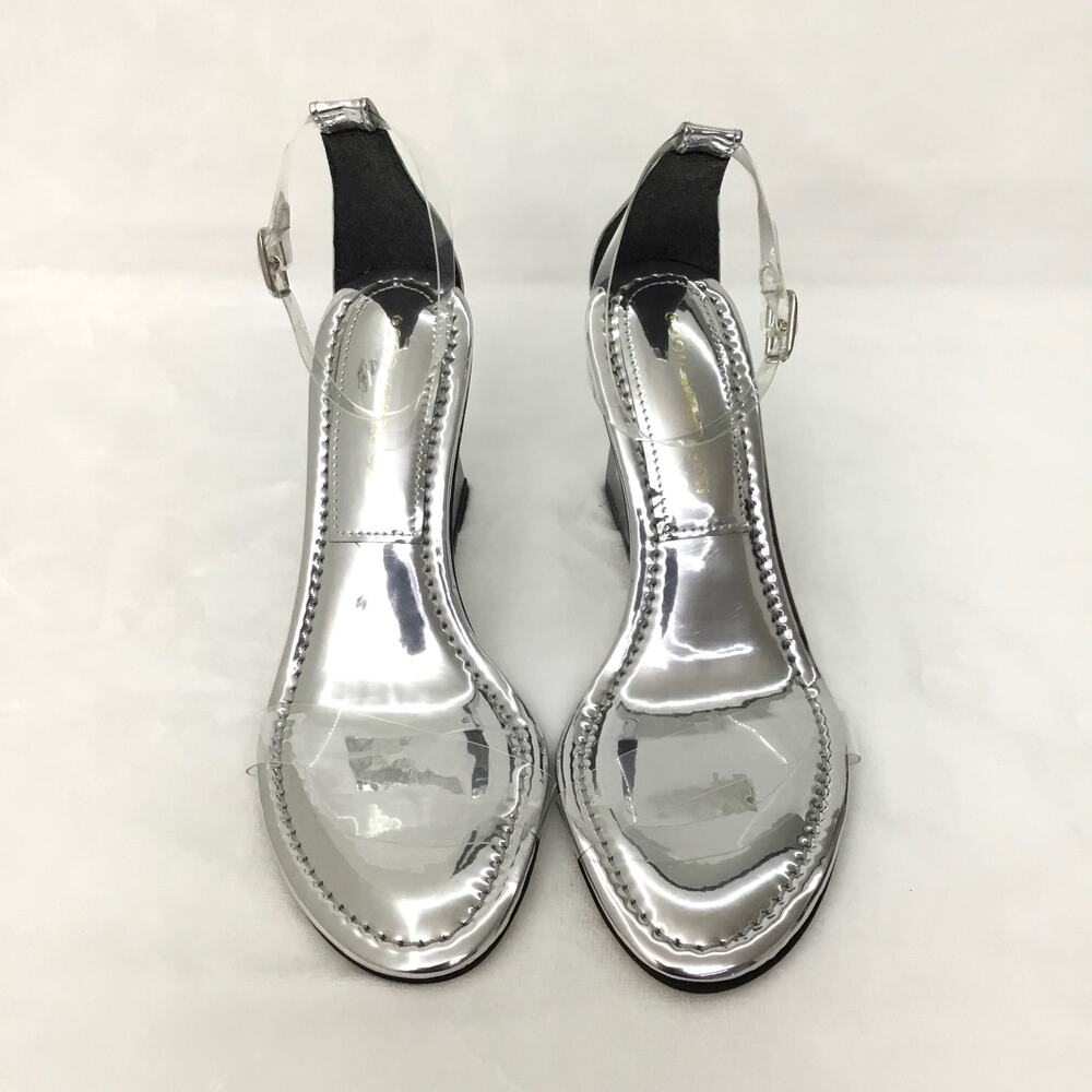 Good American Cinder-F*cking Rella Wedge Silver Sz 9